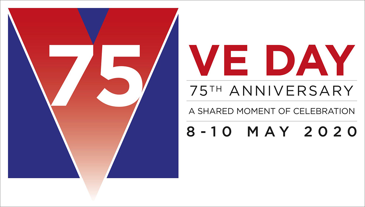 Logo of the VE Day 75th anniversary celebration.