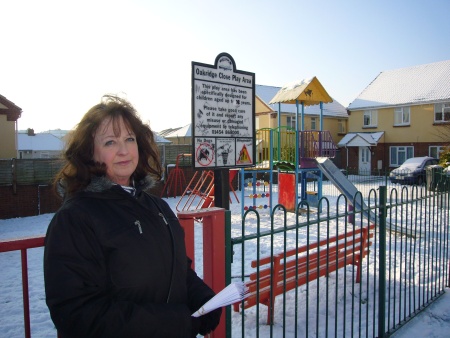 Cllr Pat Rooney pictured at the play area