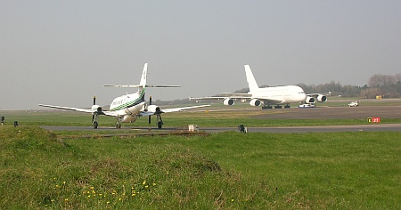 First landing of the Airbus A380 at Filton Airfield, Bristol.