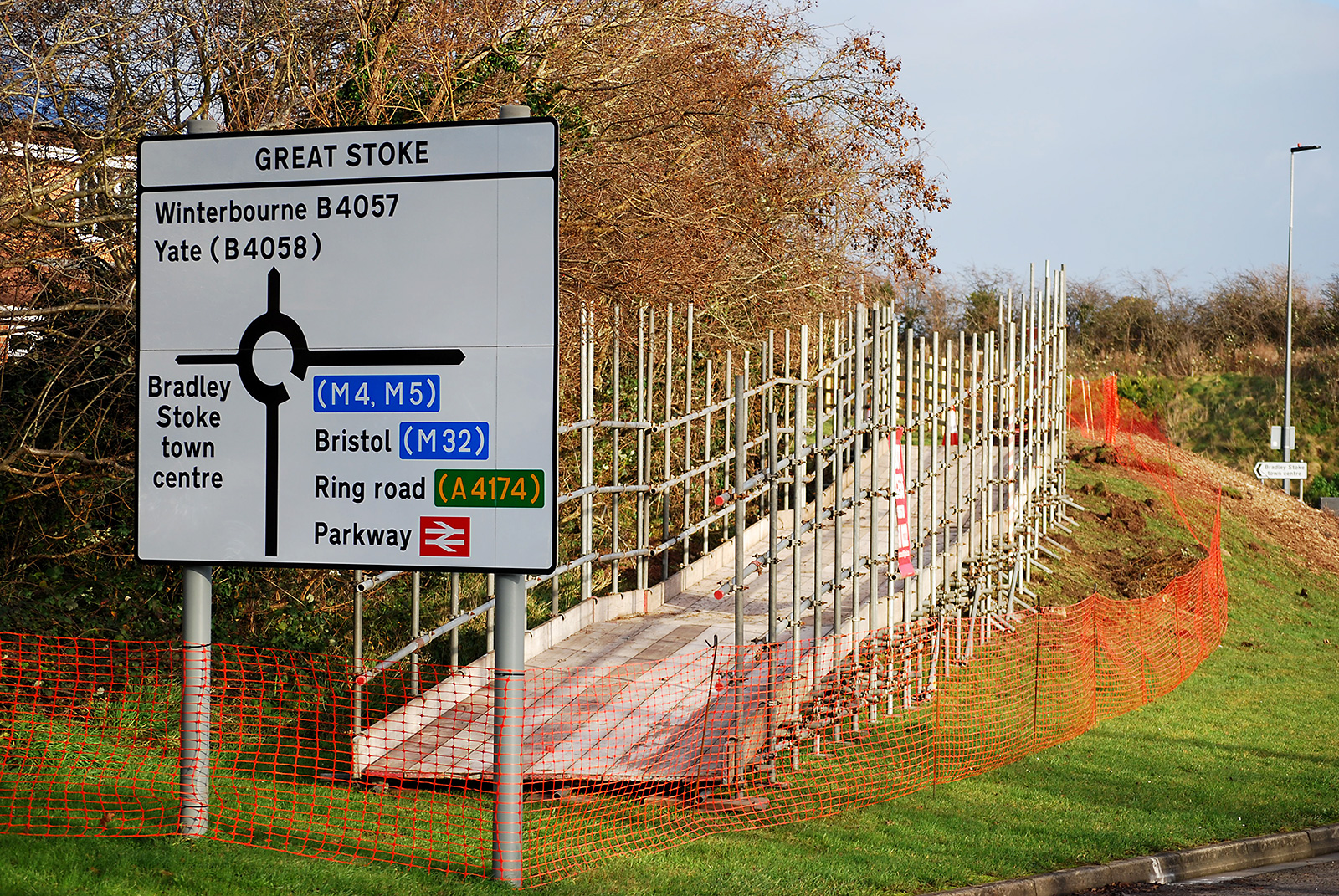 Photo of a temporary ramp on a diversion route for pedestrians.