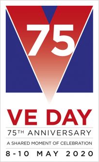 Logo of the VE Day 75th anniversary celebration.